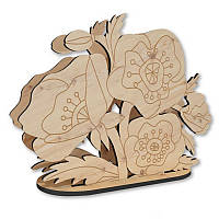 Набір для творчості дерев'яна збірна серветниця "Маки" для декорування