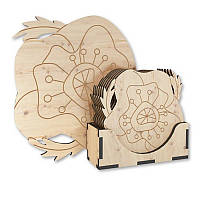 Набір дерев'яних заготовок "Маки" для збірки і декору підставок під гаряче