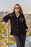 Костюм стильний з еко шкіри та вельвету сорочка та штани 3035, фото 2