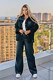 Костюм стильний з еко шкіри та вельвету сорочка та штани 3035, фото 10