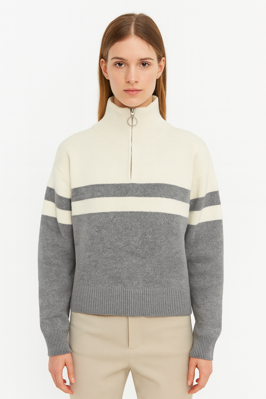Светр жіночий з високим коміром на блискавці (B09), фото 1