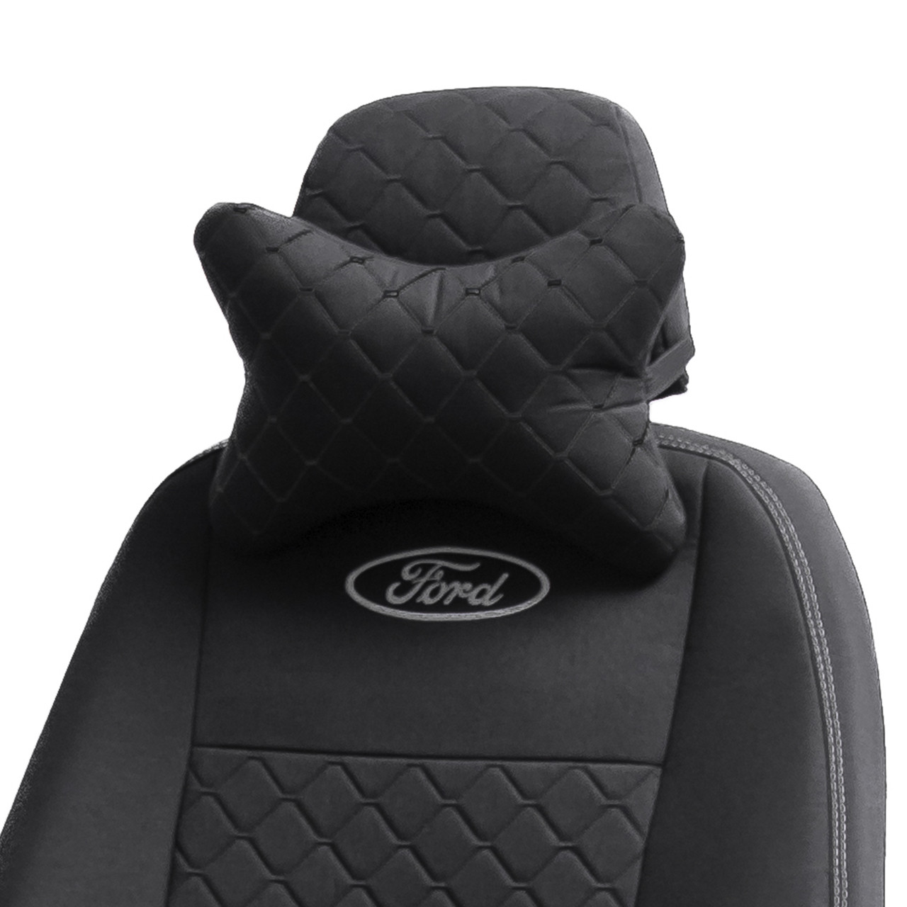 Чохли на сидіння Фольксваген Поло 6 (Volkswagen Polo 6) бугры автотканина ромбами чорні, фото 1