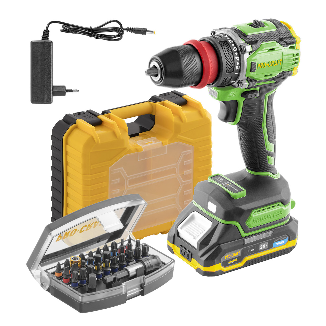 Акумуляторна викрутка Procraft PA18ProDFR + набір біт Procraft BS-32, фото 1