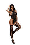 Сексуальний бодістокінг Softline 6090 Bodystocking, чорний S/L, фото 2
