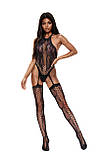 Сексуальний бодістокінг Softline 6090 Bodystocking, чорний S/L, фото 3