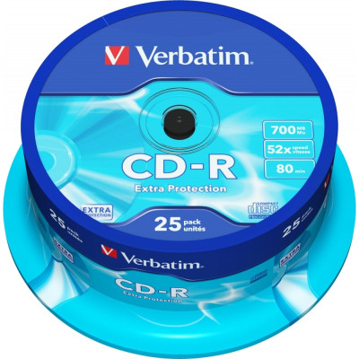 Диск CD Verbatim CD-R 700Mb 52x Cake box 25шт Extra (43432), фото 1