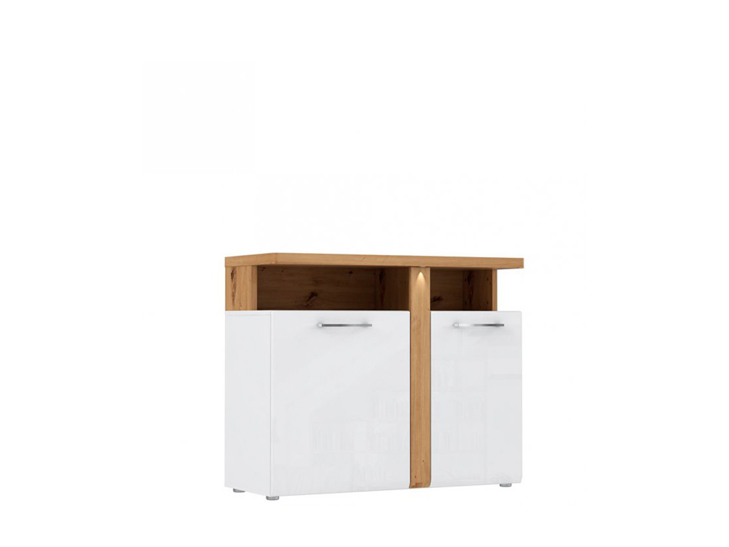 Комод Tuluza TUZK221B Немає Ні., 86 см, 43 см, 2 шт, ДСП, МДФ, підсвітка (продається окремо), система безшумного закриття, ручки металеві, 2 шт, Да, сучасний, модерн, білий, дуб Артизан, Білий глянц, 104 см, фото 1