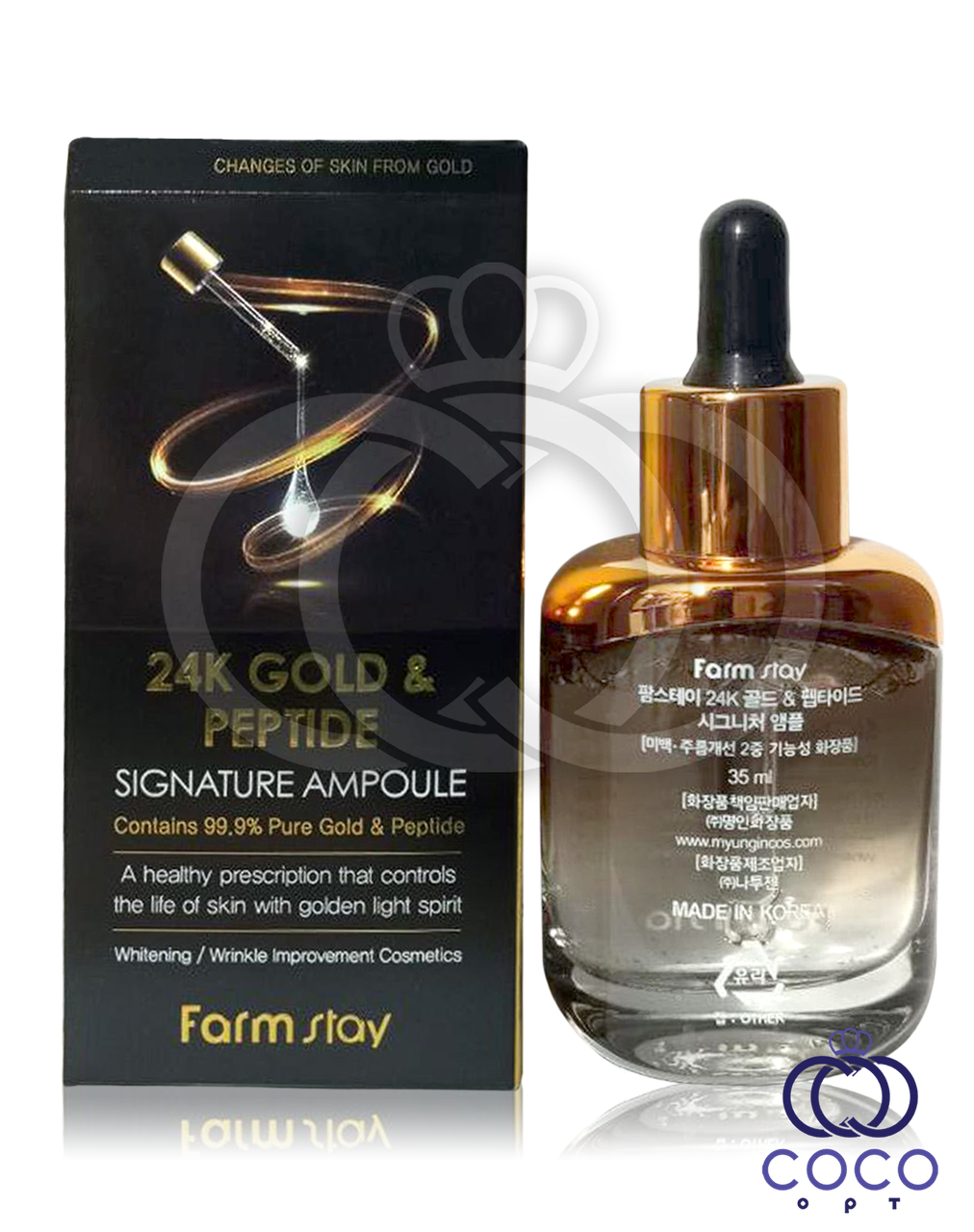 Сироватка для обличчя FarmStay 24K Gold and Peptide Signature Ampoule 35ml, фото 1