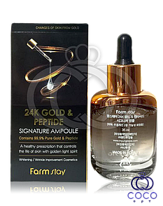 Сироватка для обличчя FarmStay 24K Gold and Peptide Signature Ampoule 35ml