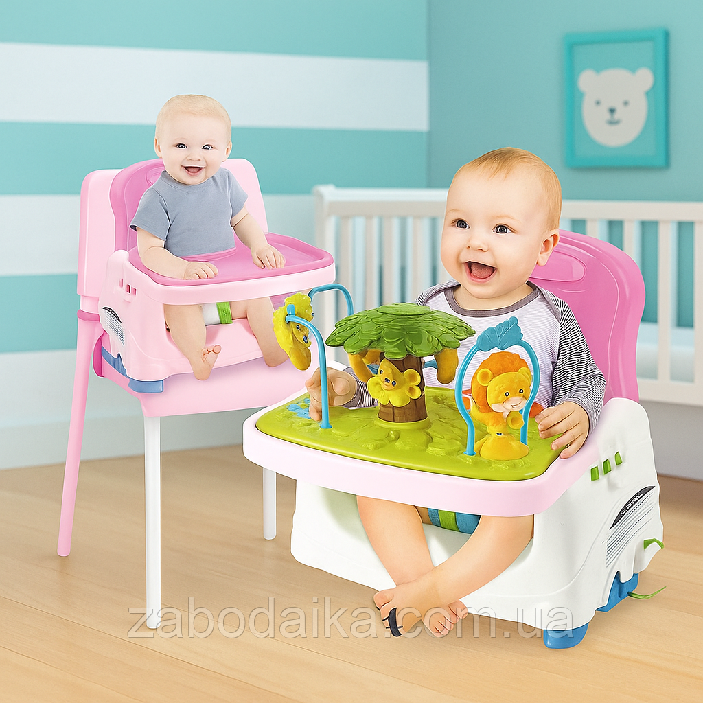 Дитячий стіл для годування музичний ігровий стільчик-стіл 2в1 на колеса, фото 1