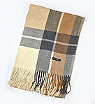 Шарф палантин зимовий кашеміровий в клітинку Керол бежевий сірий 185х66 см