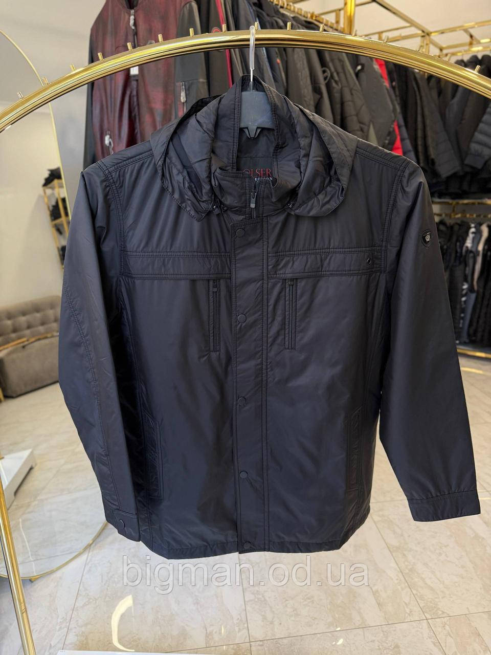 Чоловіча куртка вітровка Олсер 4124 батал 6-13XL чорна