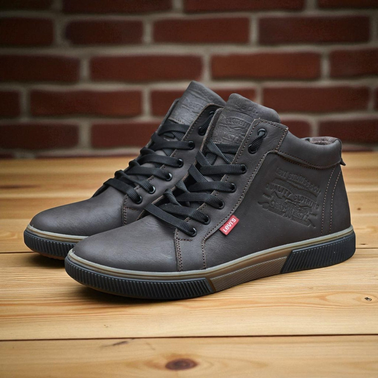 Зимові чоловічі шкіряні черевики коричневі утеплені з натуральної шкіри на хутрі на зиму для чоловіків, розмір 40-45, фото 1