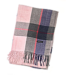Шарф палантин зимовий кашеміровий в клітинку Керол рожевий сірий індиго 185х66 см