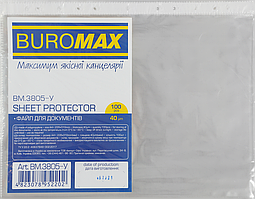 Файли для документів пластикові (А4+, глянсові, 40мкм, 100шт) Buromax BM.3805-y