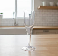 Бокали склопластикові для шампанського 150 мл — одноразові келихи з полістиролу, прозорі, набір 6 шт/уп. для свят та кейтерингу