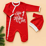 Новорічний чоловічок для новонародженого з шапочкою зріст 56 - 62 см (0 - 3 місяці) BST Червоний з білим, фото 2