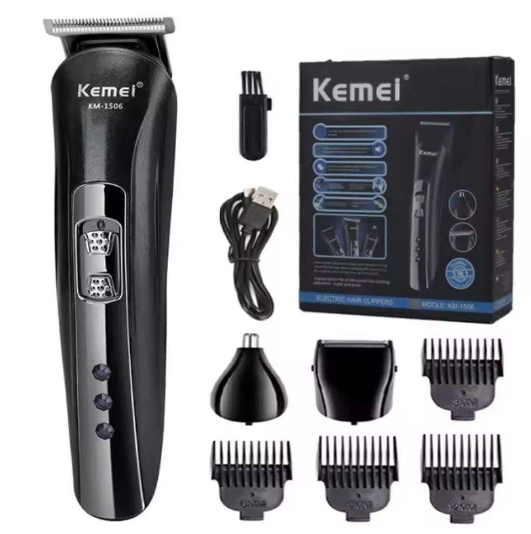 Машинка для стриження акумуляторна Kemei KM-1506. Тример для волосся. Електробритва. Насадка для носа, фото 1