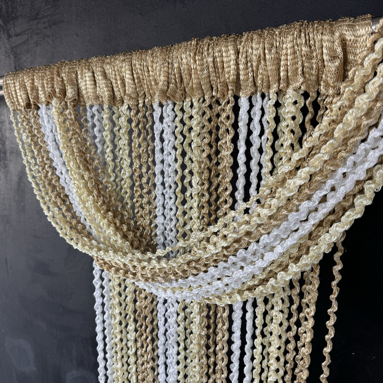 Штори спіралі веселка для спальні дитячої залу, штори нитки для кухні спальні дитячої, тюль нитка Золотисто-бежево-білі (NS-205), фото 1