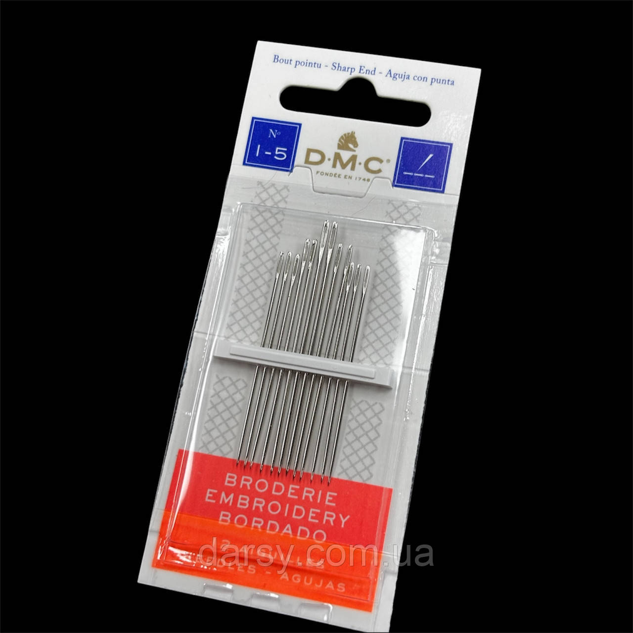 Набір швейних голок асорті № 1-5, 12 шт. DMC, фото 1