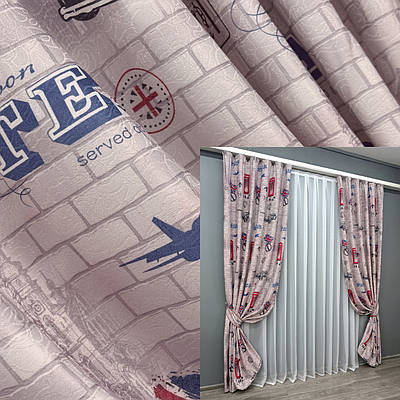 Комплект (2шт. 1х2,7м.) готових фото-штор. Колекція "Лондон". Колір різнокольоровий. Код 913ш 31-346