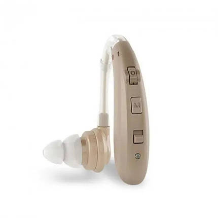 Акумуляторний завушний слуховий апарат підсилювач слуху з функцією Bluetooth бежевий, фото 1