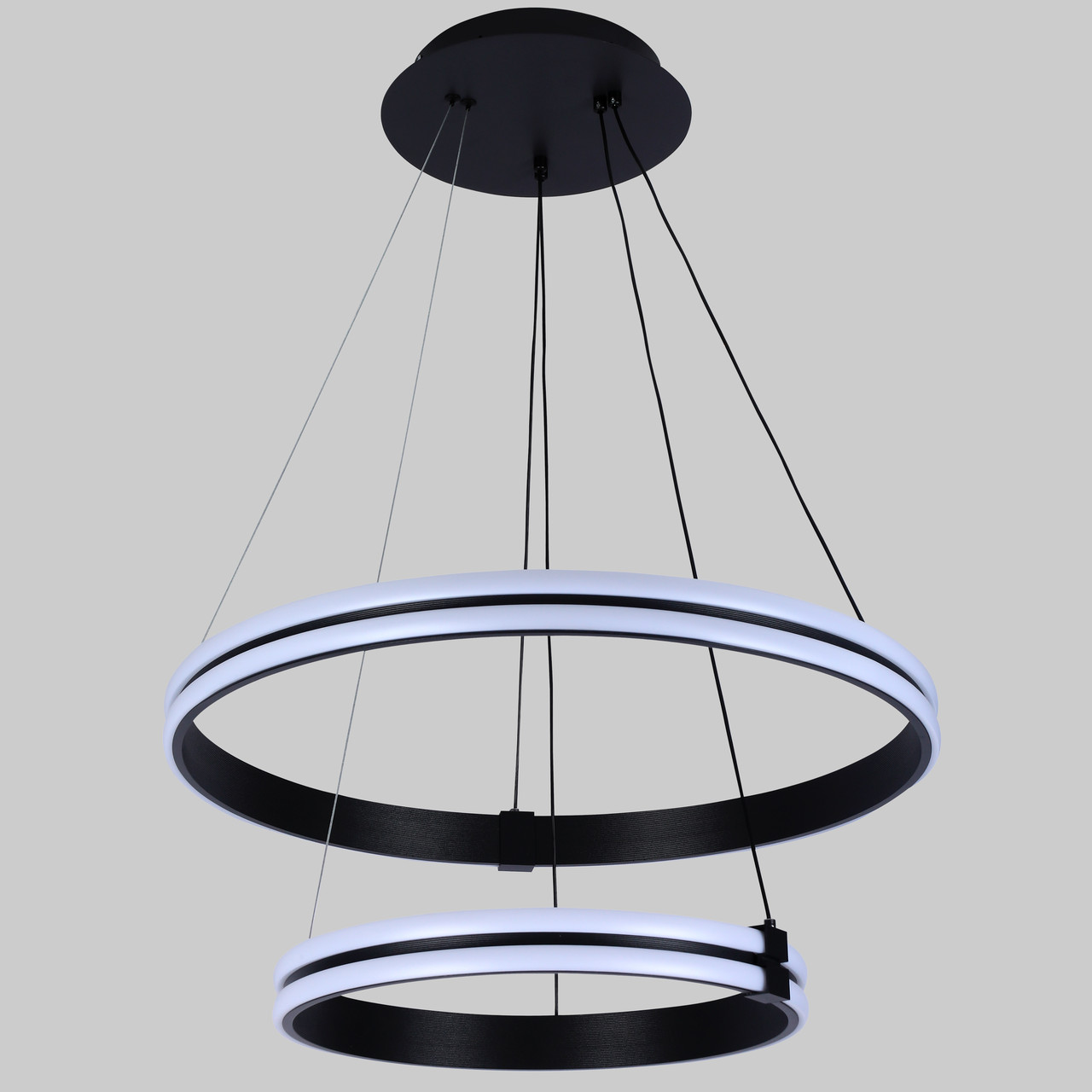 Підвісна led люстра 120W 40+60см в чорному кольорі (87-1220 (400+600) BK)