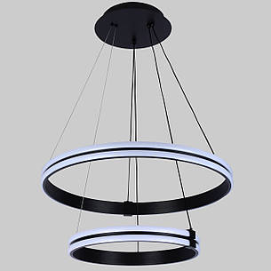 Підвісна led люстра 120W 40+60см в чорному кольорі (87-1220 (400+600) BK), фото 1