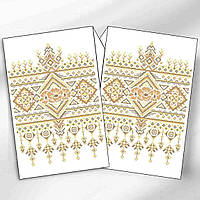 Заготовка под вышивку бисером рушник Орнамент золотой коричневый. Габардин. 35х190 см