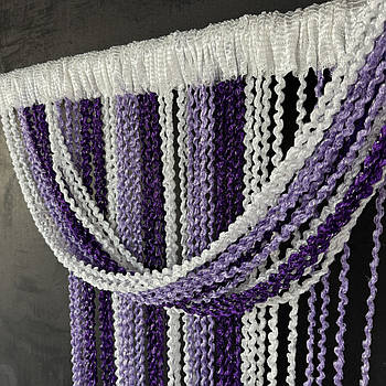 Штори-нитки веселка в кімнату спальню вітальню, ниткові штори на вікна кухні Фіолетово-бузково-білі (NS-312)