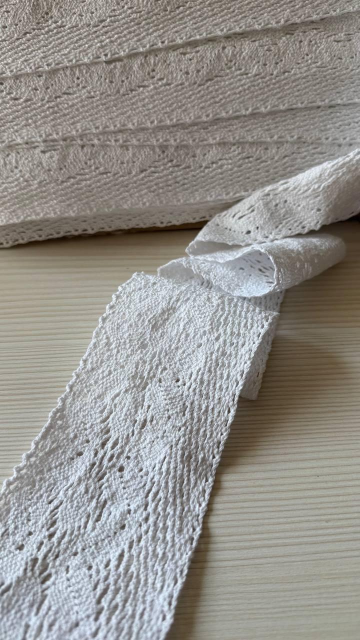 Мереживо бавовняне, колір білий, ширина 8см, фото 1