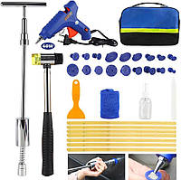 MILIWAN Набір для видалення вм’ятин без фарбування, T-Bar молоток, клей 60W, 18 насадок, комплект для ремонту авто і мото