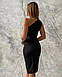 Елегантне жіноче плаття приталеного крою з асиметричним вирізом, чорне, фото 5