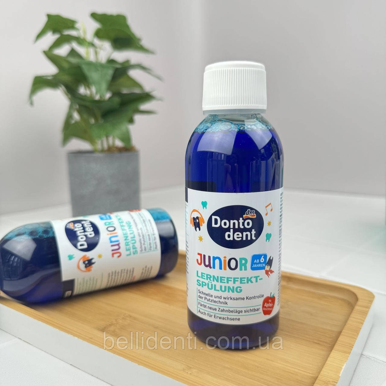 Ололіскувач індикатор зубного нальоту Dontodent Junior (яблучний смак), 200 мл