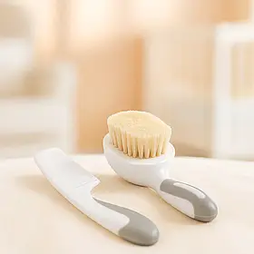 Щітка і гребінець для новонароджених з натуральним м'яким ворсом дитячий набір з двох предметів MegaZayka сірий