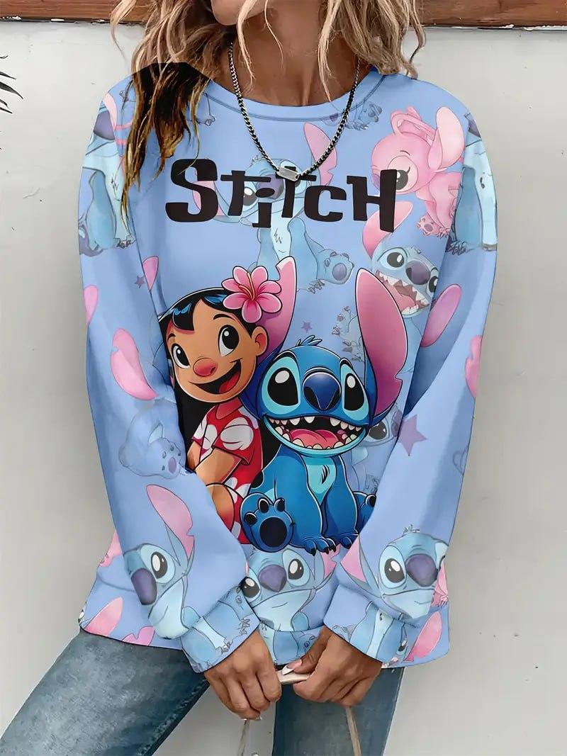 Жіночий стильний світшот з принтом Стіча з двонитки, фото 1