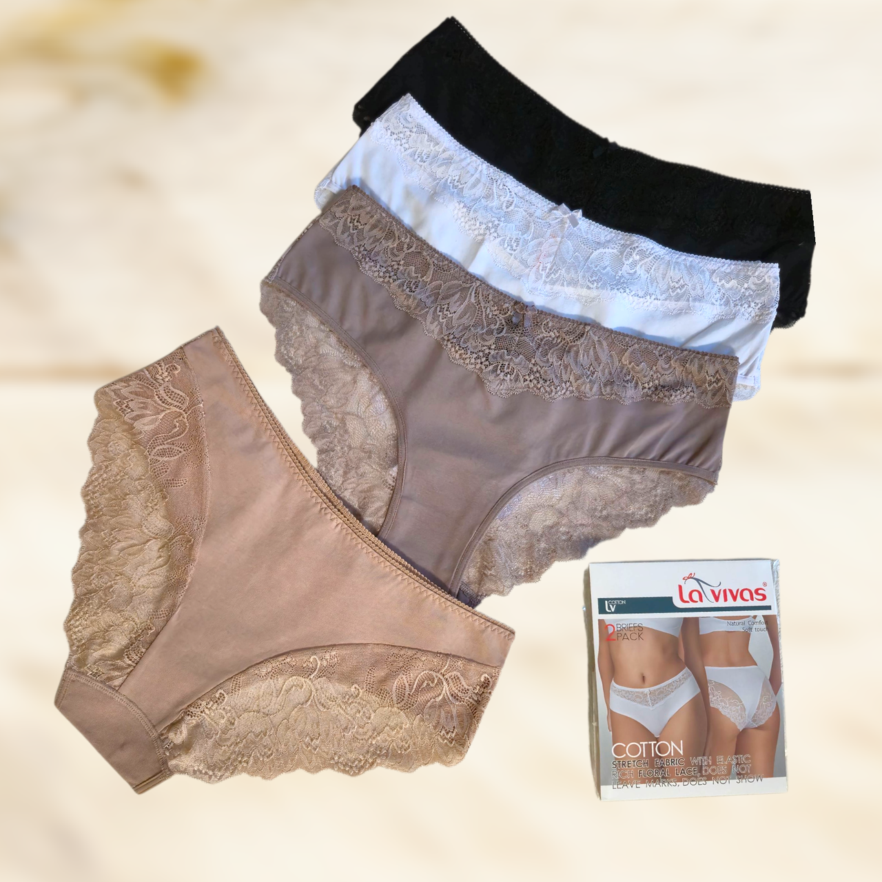 Труси жіночі La Vivas хлопкові з мереживом 1 шт Розмір XL 2XL, фото 1