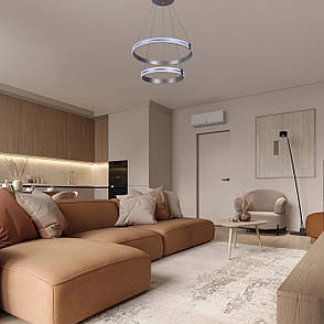 Підвісна led люстра 120W 40+60см в сатиновому кольорі (87-1220 (400+600) CF), фото 3