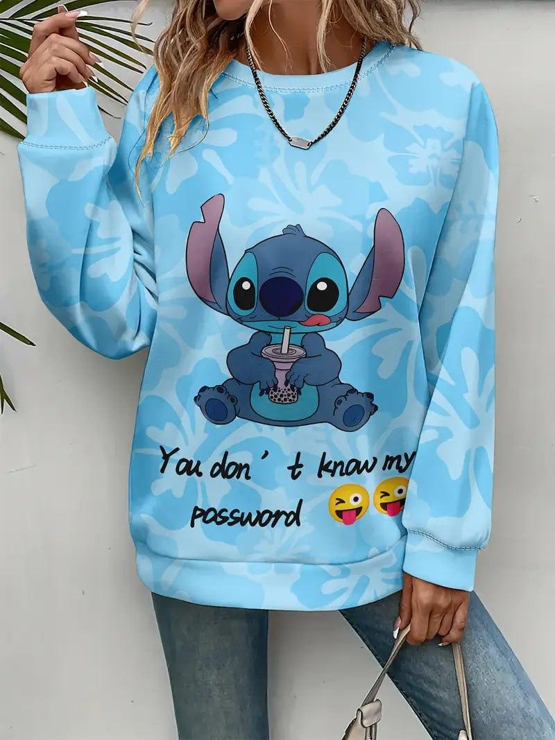 Жіночий стильний світшот з принтом Стіча з двонитки, фото 1