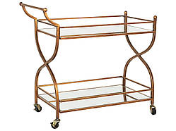 Стіл-візок LARINO Метал Золотий 2-рівнева на колесах