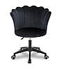 Офісне крісло стілець зі спинкою на колесах велюр JUST SIT FLOWERS колір чорний на чорній металевій ніжці, фото 3