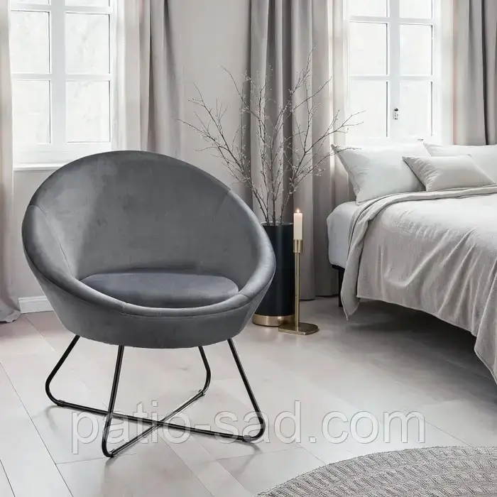 Крісло Centera в стилі сканді (велюр, антрацит), фото 1