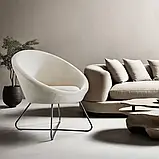 Крісло з округлою суцільною спинкою Centera в стилі сканді (велюр, бежеве), фото 2