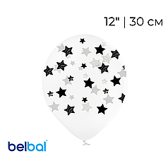 Принт 117 BELBAL-ББ 12" Чорні зірки на прозорому