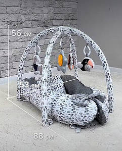 Дитячий розвивальний ігровий кокон килимок El Camino ME 1197 Gray з м'якими дугами та іграшками