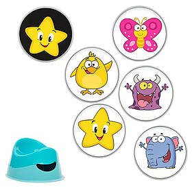 Термонаклейки для привчання до горщика дитячі для малюків багаторазові набір з 5 штук  MegaZayka казкові