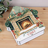 Дерев'яна коробка- хатинка "Затишних свят" білого кольору 32 см (1 шт.)