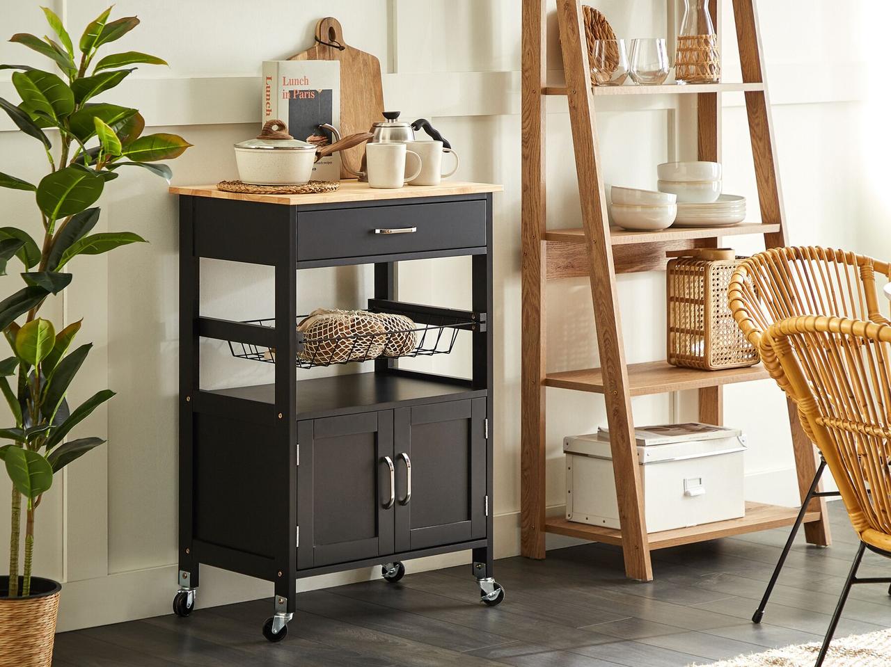 Високий візок-сервер LUGO для дому та кухні з шухлядою та шафкою, фото 1