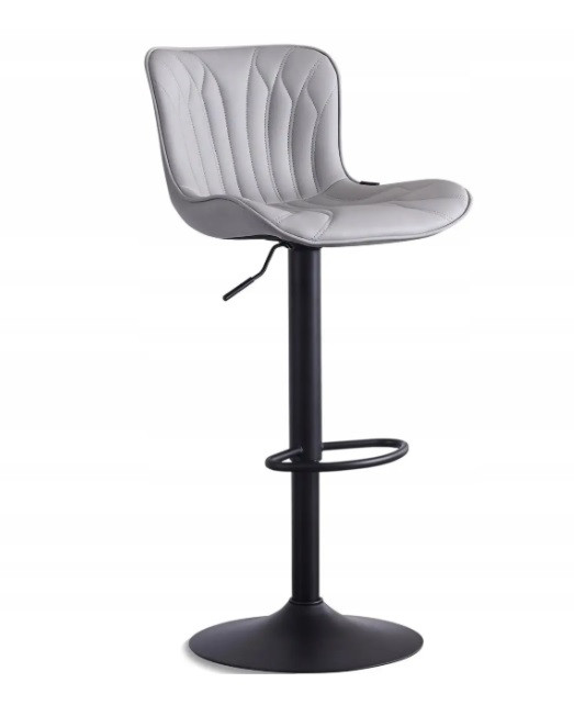 Барний стілець зі спинкою Hoker MONACO екошкіра сірий на чорній металевій ніжці, фото 1