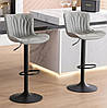Барний стілець зі спинкою Hoker MONACO екошкіра сірий на чорній металевій ніжці, фото 4